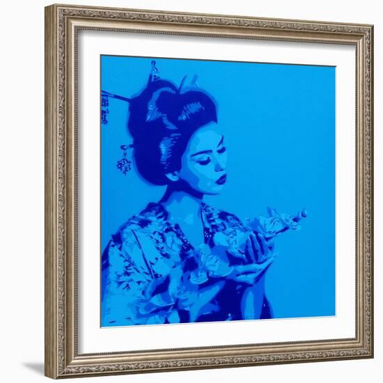 Blue Geisha-Abstract Graffiti-Framed Giclee Print