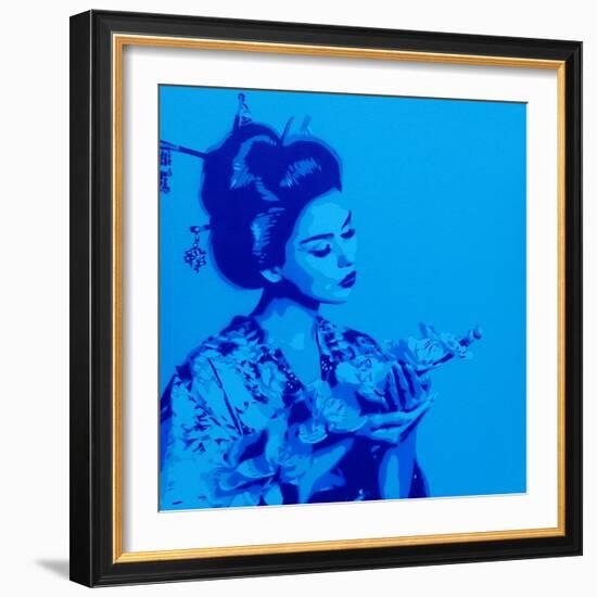 Blue Geisha-Abstract Graffiti-Framed Giclee Print