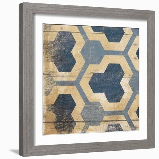 Blue Geo 7-Jace Grey-Framed Art Print