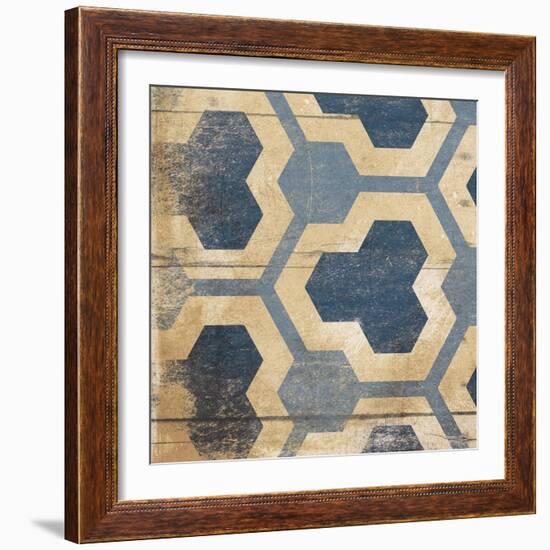 Blue Geo 7-Jace Grey-Framed Art Print