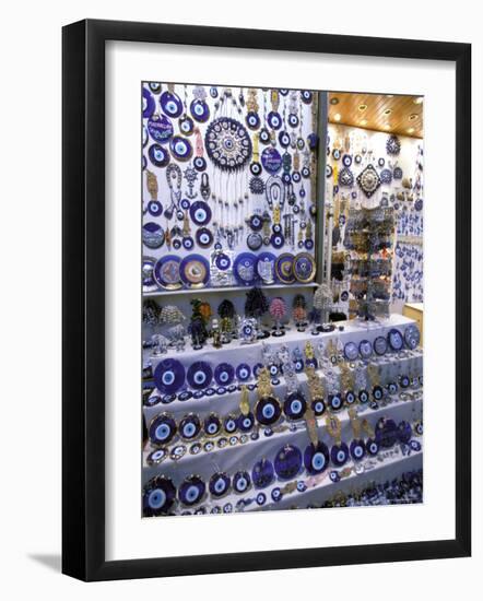 Blue Glass-Eye Pendant Shop in the Grand Bazaar, Istanbul, Turkey-Ali Kabas-Framed Photographic Print