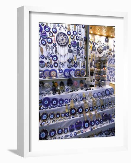 Blue Glass-Eye Pendant Shop in the Grand Bazaar, Istanbul, Turkey-Ali Kabas-Framed Photographic Print