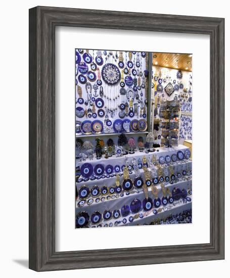 Blue Glass-Eye Pendant Shop in the Grand Bazaar, Istanbul, Turkey-Ali Kabas-Framed Photographic Print