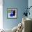 Blue Glass Vase with blossom and black cat-Claire Huntley-Framed Giclee Print displayed on a wall