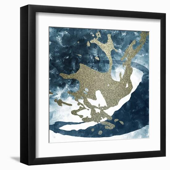 Blue Gold Splash 1-Kimberly Allen-Framed Art Print