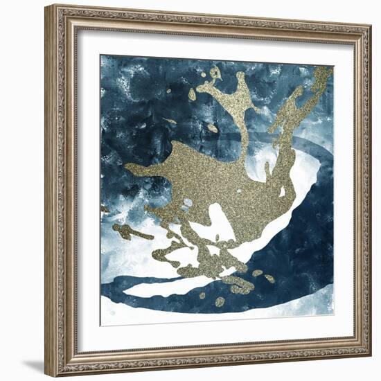 Blue Gold Splash 1-Kimberly Allen-Framed Art Print