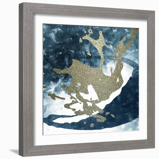 Blue Gold Splash 1-Kimberly Allen-Framed Art Print