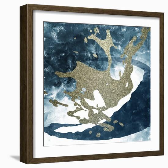 Blue Gold Splash 1-Kimberly Allen-Framed Art Print