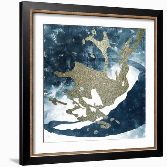 Blue Gold Splash 1-Kimberly Allen-Framed Art Print