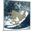 Blue Gold Splash 1-Kimberly Allen-Mounted Art Print