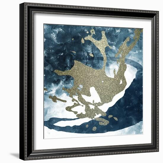 Blue Gold Splash 1-Kimberly Allen-Framed Art Print