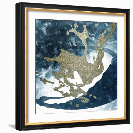 Blue Gold Splash 1-Kimberly Allen-Framed Art Print