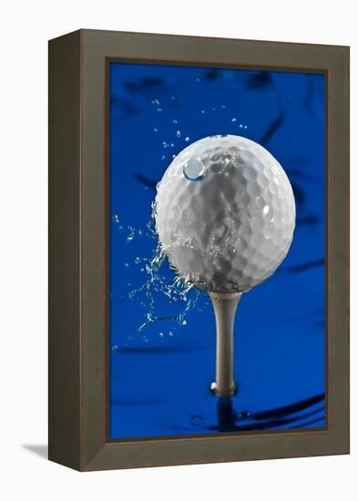 Blue Golf Ball Splash-Steve Gadomski-Framed Premier Image Canvas
