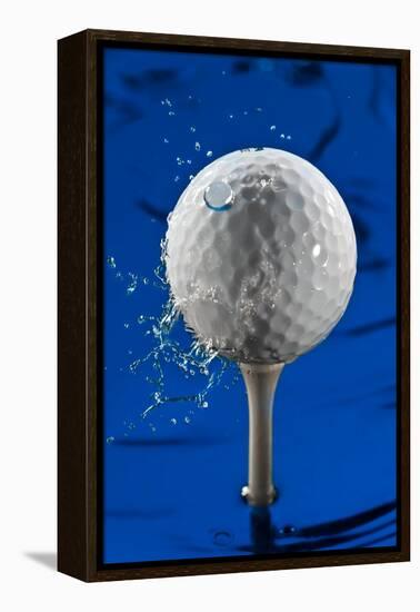 Blue Golf Ball Splash-Steve Gadomski-Framed Premier Image Canvas