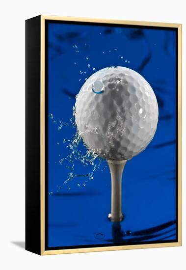 Blue Golf Ball Splash-Steve Gadomski-Framed Premier Image Canvas