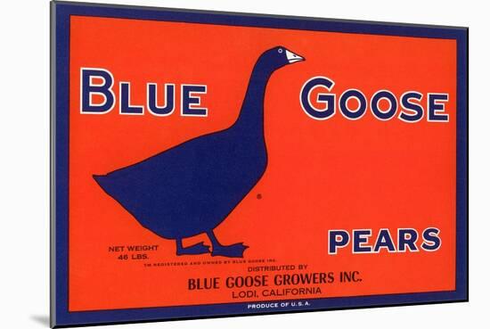 Blue Goose Pear Label-null-Mounted Art Print