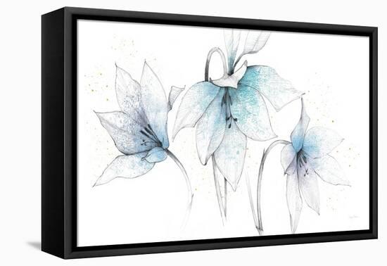 Blue Graphite Floral Trio-Avery Tillmon-Framed Stretched Canvas