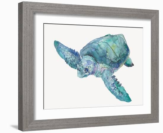 Blue Great Sea Turtle II-Jacob Q-Framed Art Print