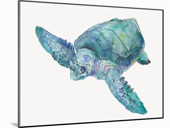 Blue Great Sea Turtle II-Jacob Q-Mounted Art Print