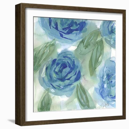 Blue Green Roses I-Beverly Dyer-Framed Art Print