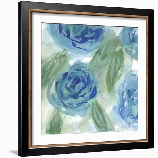 Blue Green Roses I-Beverly Dyer-Framed Art Print