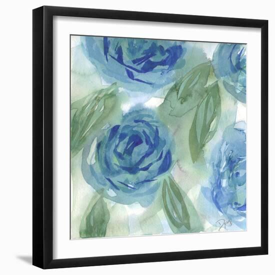 Blue Green Roses I-Beverly Dyer-Framed Art Print