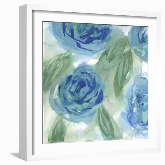 Blue Green Roses I-Beverly Dyer-Framed Art Print