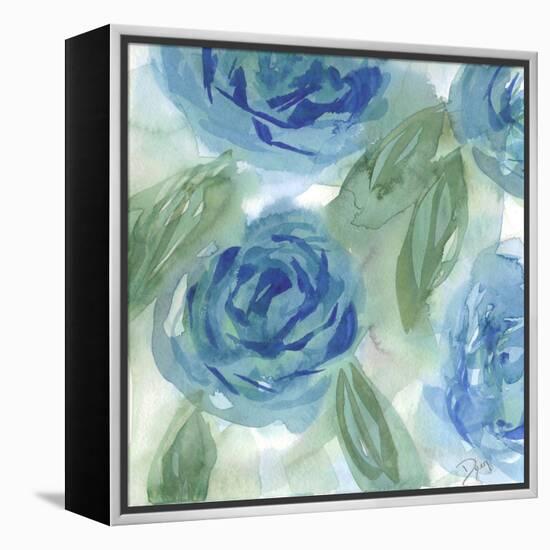 Blue Green Roses I-Beverly Dyer-Framed Stretched Canvas