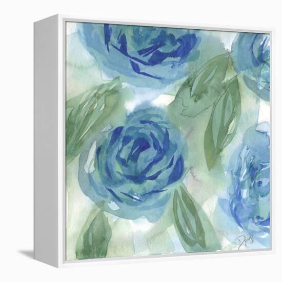 Blue Green Roses I-Beverly Dyer-Framed Stretched Canvas