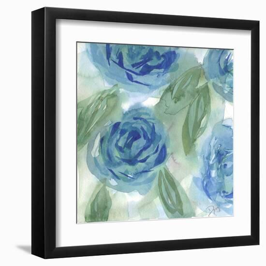 Blue Green Roses I-Beverly Dyer-Framed Art Print