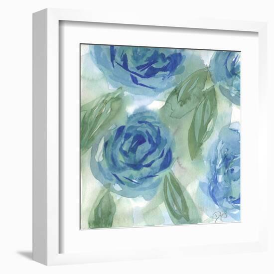 Blue Green Roses I-Beverly Dyer-Framed Art Print