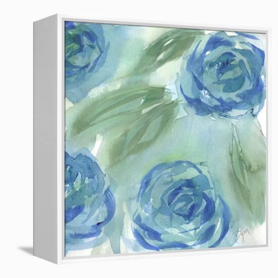 Blue Green Roses II-Beverly Dyer-Framed Stretched Canvas