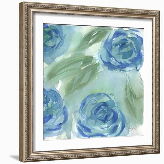 Blue Green Roses II-Beverly Dyer-Framed Art Print