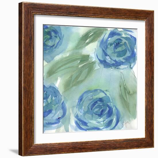 Blue Green Roses II-Beverly Dyer-Framed Art Print