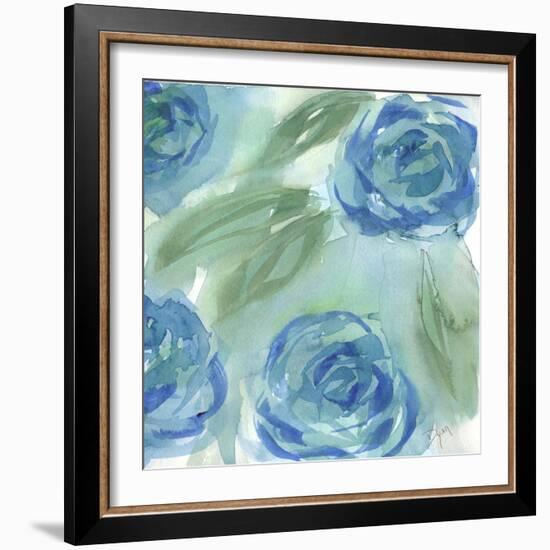 Blue Green Roses II-Beverly Dyer-Framed Art Print