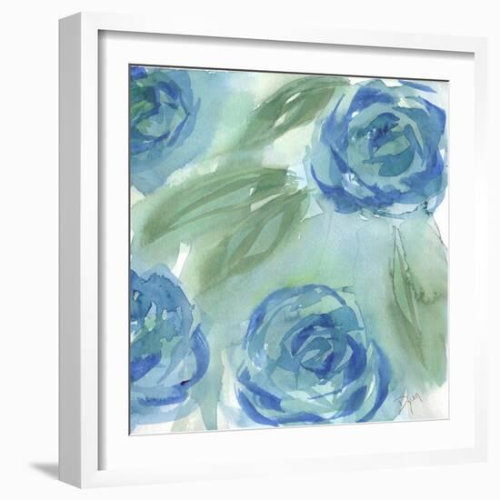 Blue Green Roses II-Beverly Dyer-Framed Art Print