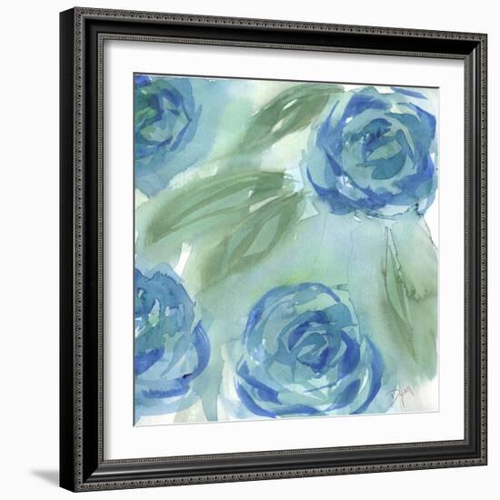 Blue Green Roses II-Beverly Dyer-Framed Art Print