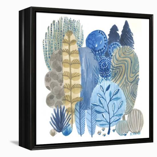 Blue Grey Trees-Kerstin Stock-Framed Stretched Canvas