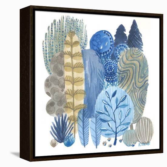 Blue Grey Trees-Kerstin Stock-Framed Stretched Canvas