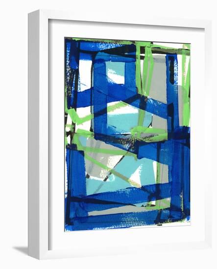 Blue Grid III-null-Framed Art Print