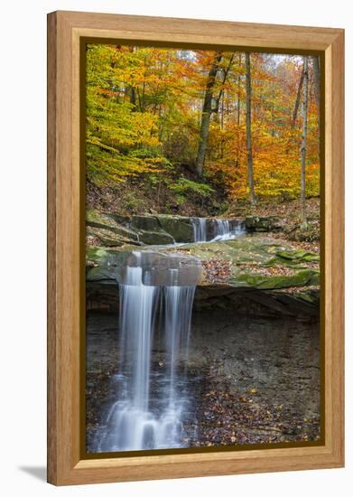 Blue Hens Falls in Autumn in Cuyahoga National Park, Ohio, USA-Chuck Haney-Framed Premier Image Canvas