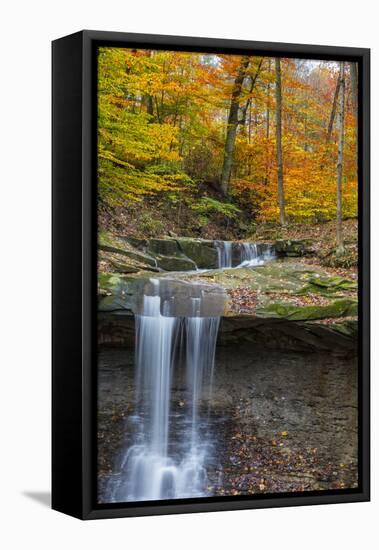 Blue Hens Falls in Autumn in Cuyahoga National Park, Ohio, USA-Chuck Haney-Framed Premier Image Canvas