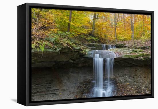 Blue Hens Falls in Autumn in Cuyahoga National Park, Ohio, USA-Chuck Haney-Framed Premier Image Canvas