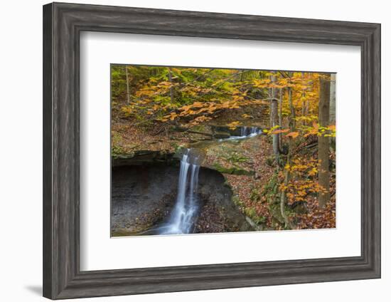 Blue Hens Falls in Autumn in Cuyahoga National Park, Ohio, USA-Chuck Haney-Framed Photographic Print