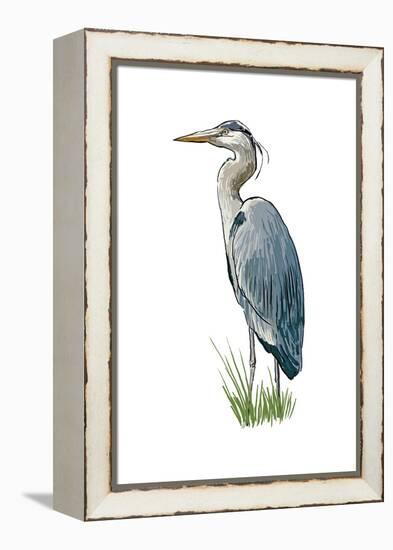 Blue Heron - Icon-Lantern Press-Framed Stretched Canvas