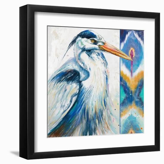 Blue Heron Ikat I-Patricia Pinto-Framed Art Print