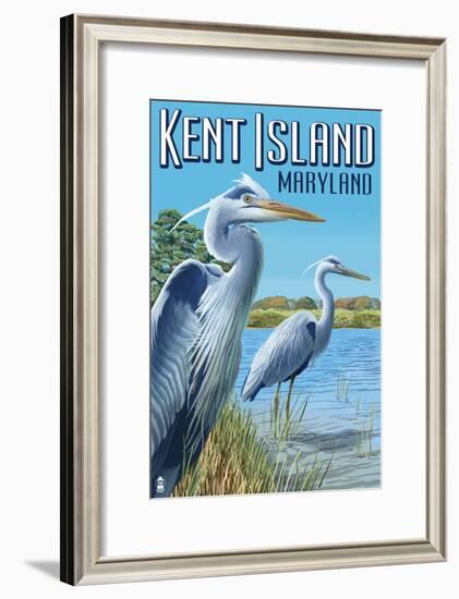 Blue Heron - Kent Island, Maryland-Lantern Press-Framed Art Print