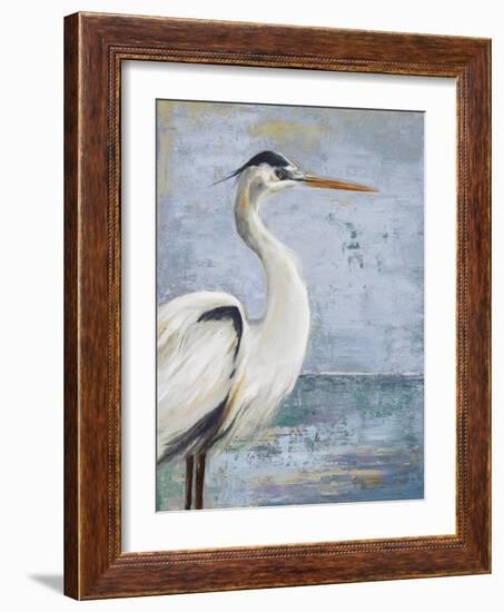 Blue Heron On Blue I-Patricia Pinto-Framed Art Print