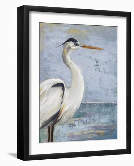 Blue Heron On Blue I-Patricia Pinto-Framed Art Print