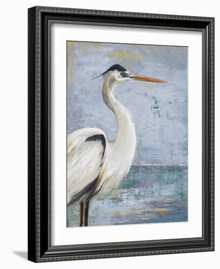 Blue Heron On Blue I-Patricia Pinto-Framed Art Print